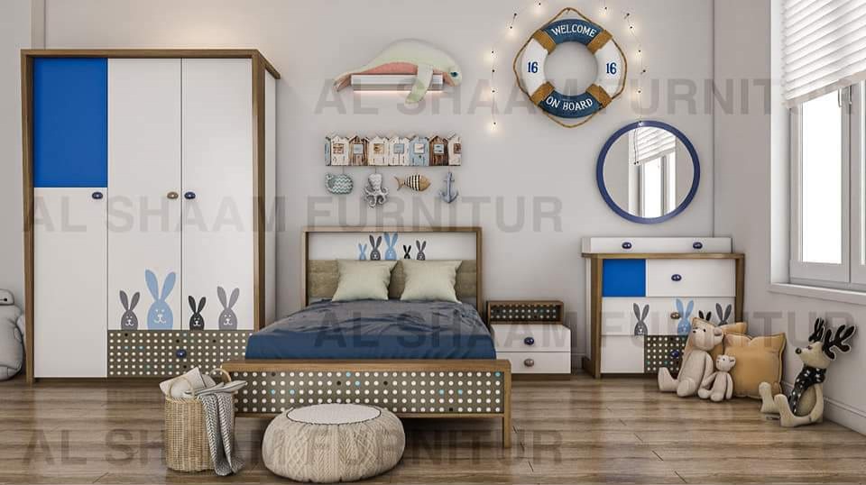 Kinderzimmer Set mit Bett, Schrank und Kommode